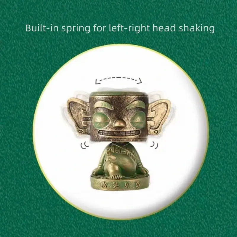Bronze Shaking-Head Figurine from The Sanxingdui Museum-LuckyCharms.Shop