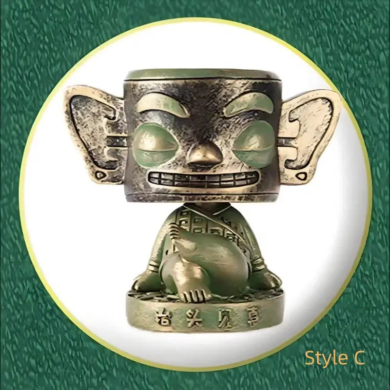 Bronze Shaking-Head Figurine from The Sanxingdui Museum-LuckyCharms.Shop