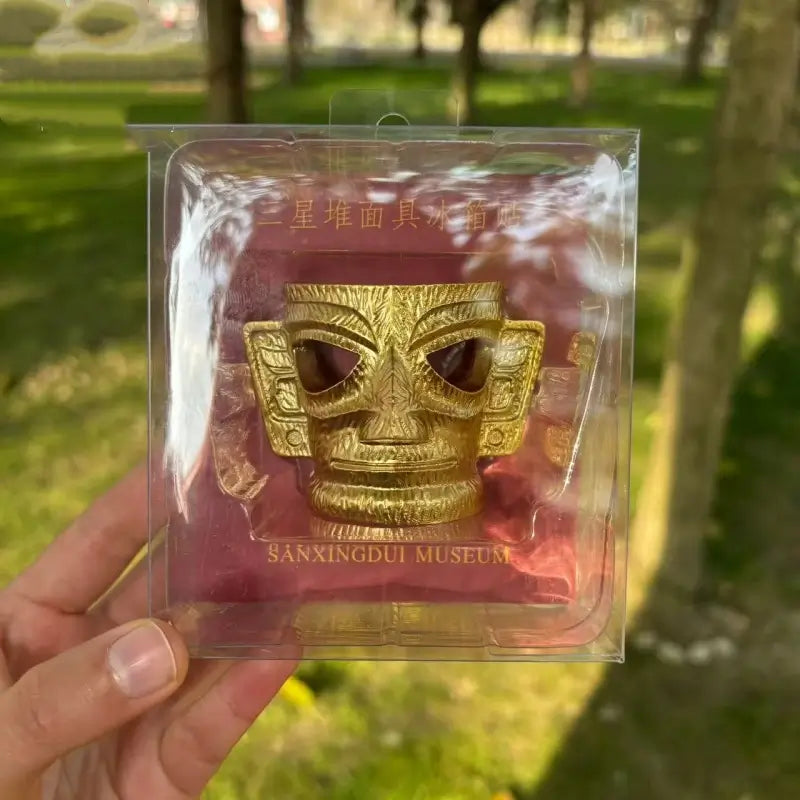Gold Mask 3D Fridge Magnet from The Sanxingdui Museum-LuckyCharms.Shop