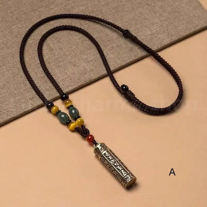 Openable Brass Gau Box Six-Syllable Pendant Necklace-LuckyCharms.Shop