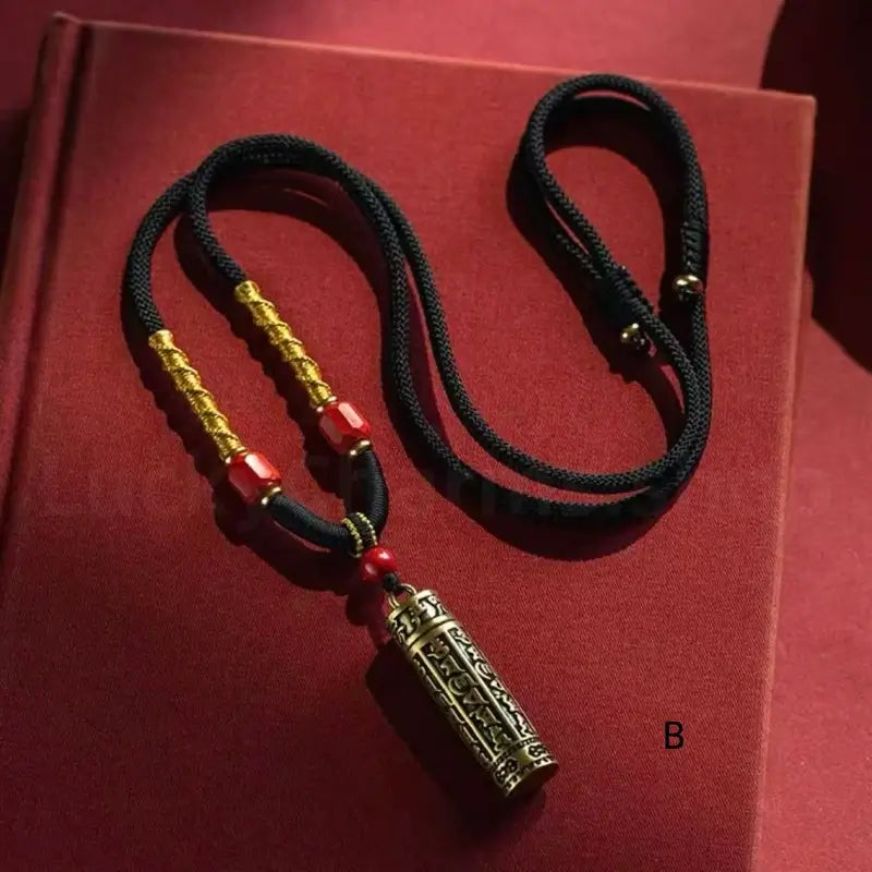 Openable Brass Gau Box Six-Syllable Pendant Necklace-LuckyCharms.Shop