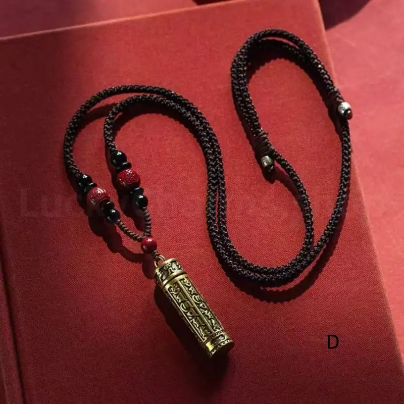 Openable Brass Gau Box Six-Syllable Pendant Necklace-LuckyCharms.Shop