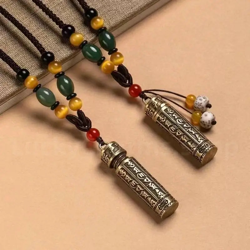 Openable Brass Gau Box Six-Syllable Pendant Necklace-LuckyCharms.Shop