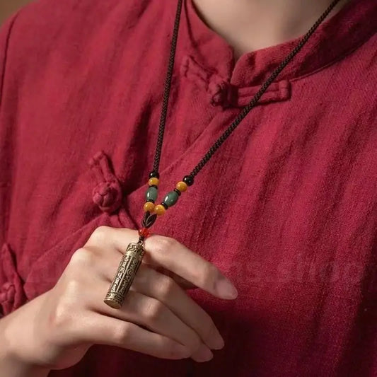 Openable Brass Gau Box Six-Syllable Pendant Necklace-LuckyCharms.Shop