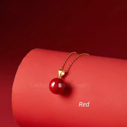 Natural Cinnabar Fortune-Turning Beads Pendant Love & Luck Necklace-LuckyCharms.Shop