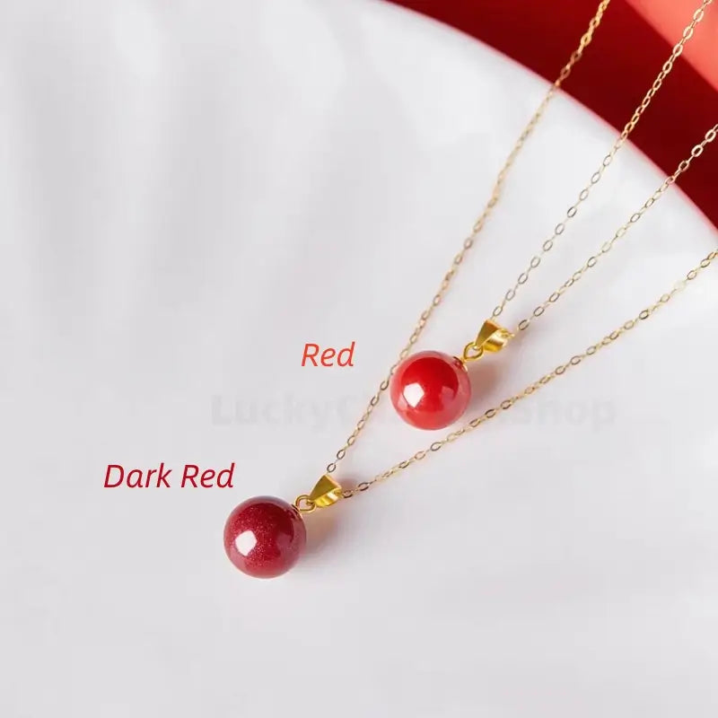 Natural Cinnabar Fortune-Turning Beads Pendant Love & Luck Necklace-LuckyCharms.Shop