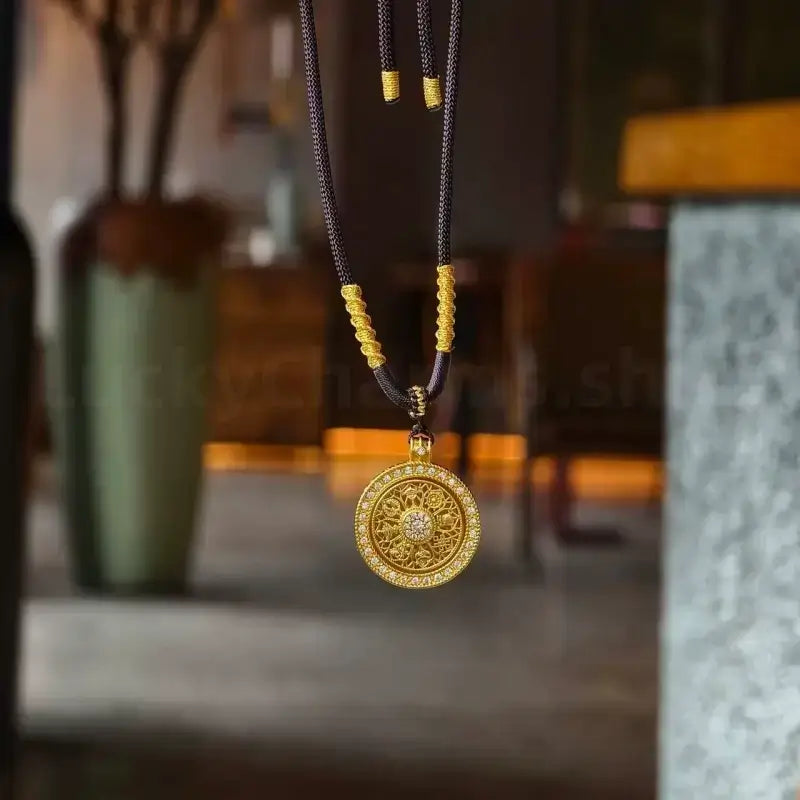 Gold-plated Rotatable Eight Treasures Compass Pendant Necklaces-LuckyCharms.Shop