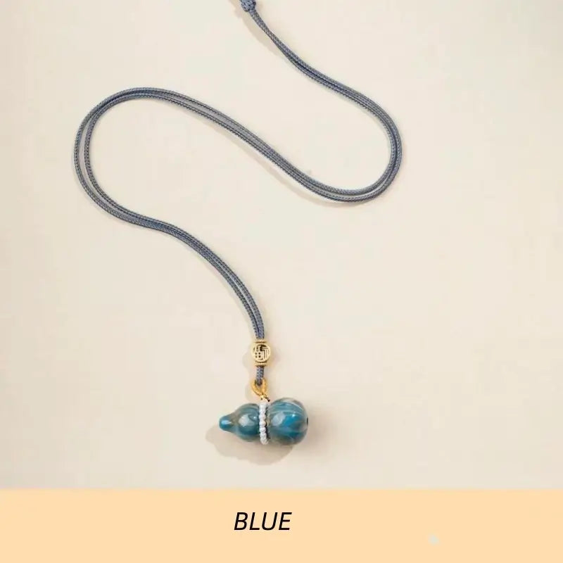 Flowing-lacquer Gourd Pendant Long Necklace for Luck Success Wealth-LuckyCharms.Shop