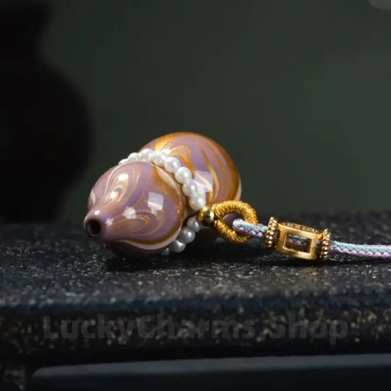Flowing-lacquer Gourd Pendant Long Necklace for Luck Success Wealth-LuckyCharms.Shop