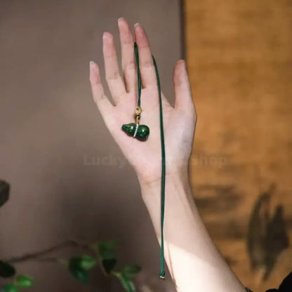 Flowing-lacquer Gourd Pendant Long Necklace for Luck Success Wealth-LuckyCharms.Shop