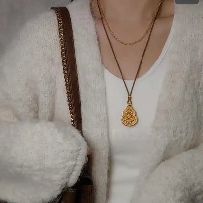 Openable Filigree Hollowed-out Gourd Pandent Necklace -LuckyCharms.Shop