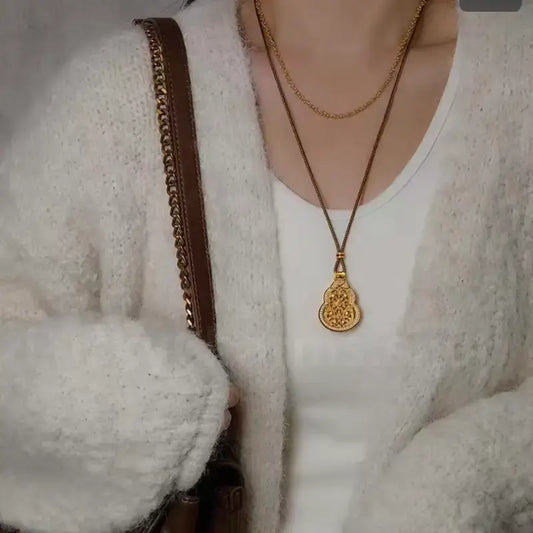 Openable Filigree Hollowed-out Gourd Pandent Necklace -LuckyCharms.Shop