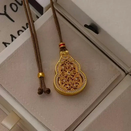 Openable Filigree Hollowed-out Gourd Pandent Necklace -LuckyCharms.Shop