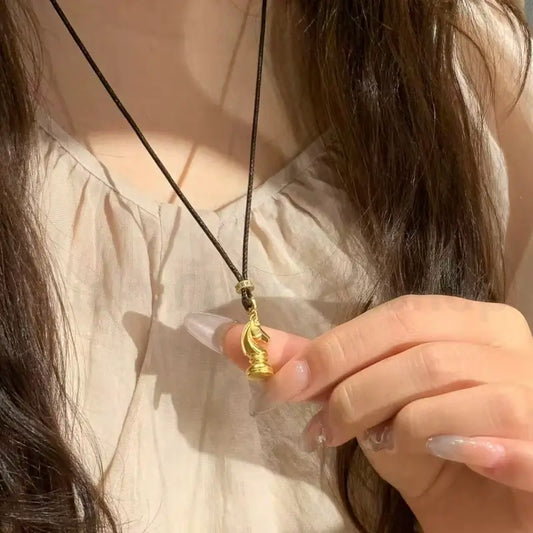 Neo-Chinese Gold-Plated Chess Horse Pendant Wisdom Braided Necklace-LuckyCharms.Shop