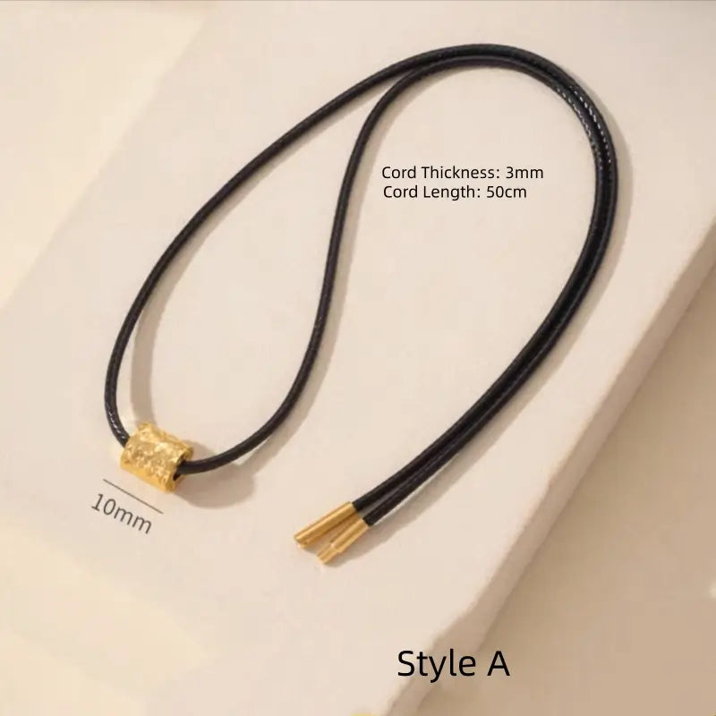 光沢のあるゴールドのル・ル・トンペンダント | レディースレザーコードネックレス、4スタイル