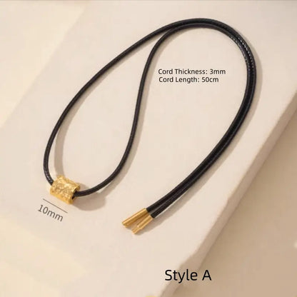 光沢のあるゴールドのル・ル・トンペンダント | レディースレザーコードネックレス、4スタイル