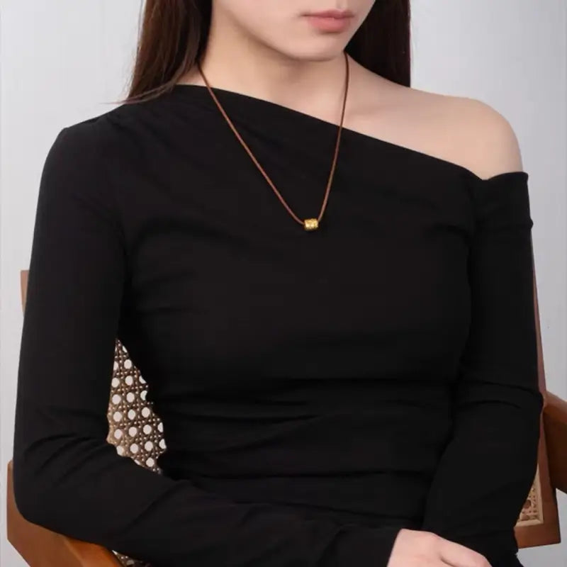 光沢のあるゴールドのル・ル・トンペンダント | レディースレザーコードネックレス、4スタイル