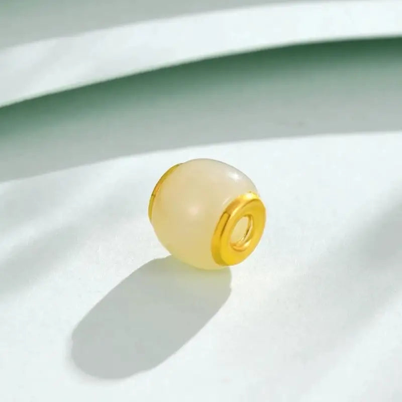 純金象嵌和田翡翠盧盧通ペンダントネックレス｜バレル型でエレガント、幸運のジュエリー。普段使いにもギフトにも最適