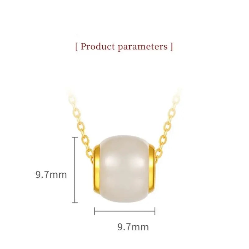 純金象嵌和田翡翠盧盧通ペンダントネックレス｜バレル型でエレガント、幸運のジュエリー。普段使いにもギフトにも最適