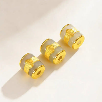 Natural Hetian Jade & Pure Gold Lu Lu Tong Pendant Necklace | Fortune Character, Barrel-Shaped, Elegant Lucky Jewelry for Gifting & Daily Wear