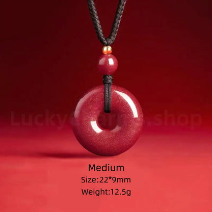 Natural Cinnabar Peace Buckle Pendant Necklace -LuckyCharms.Shop