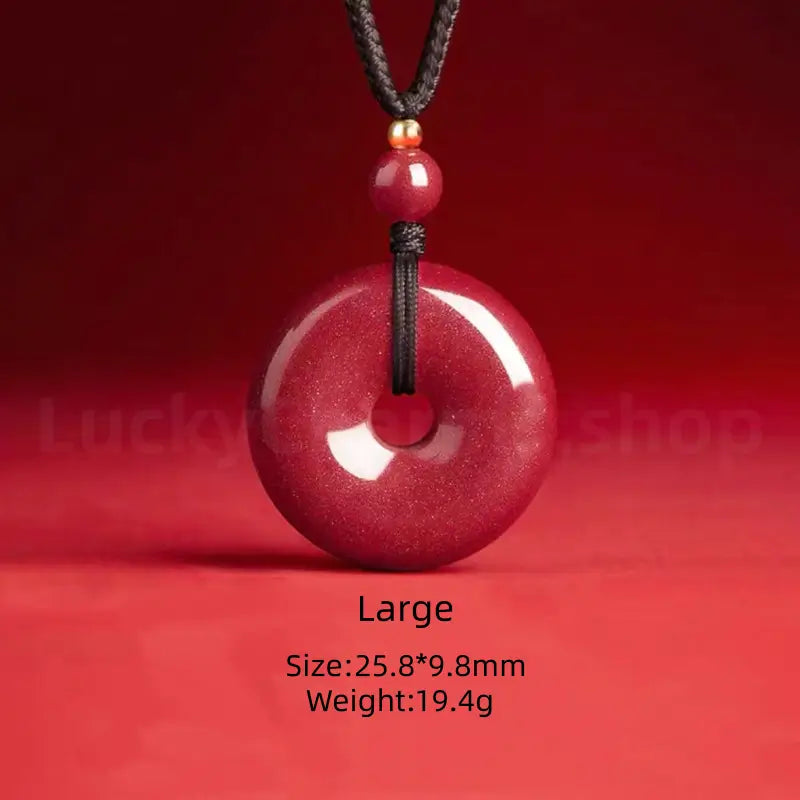 Natural Cinnabar Peace Buckle Pendant Necklace -LuckyCharms.Shop