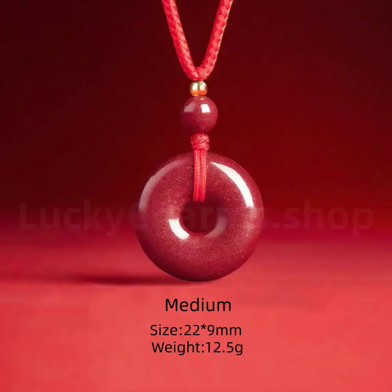 Natural Cinnabar Peace Buckle Pendant Necklace -LuckyCharms.Shop