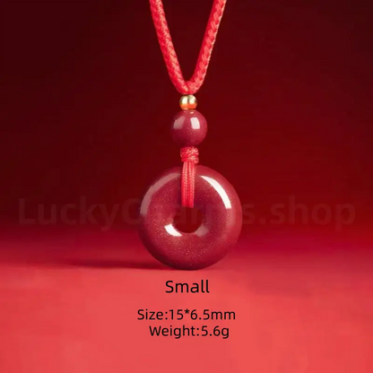 Natural Cinnabar Peace Buckle Pendant Necklace -LuckyCharms.Shop