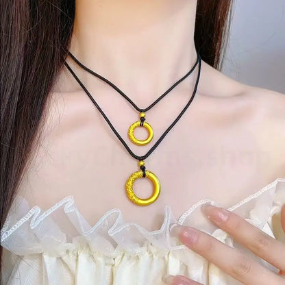 Gold-plated Cloud Pattern Peace Buckle Pendant Necklace-LuckyCharms.Shop