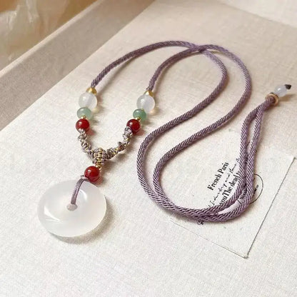 White Jade Safety Buckle Pendant Necklace-LuckyCharms.Shop