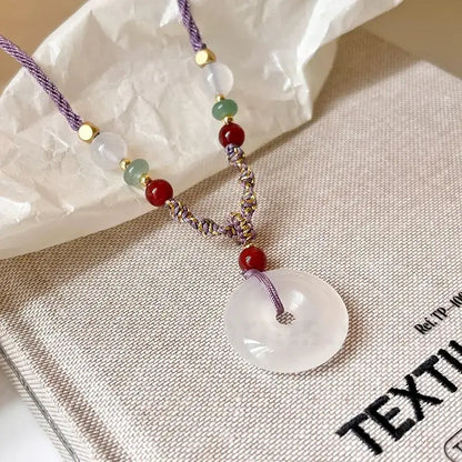 White Jade Safety Buckle Pendant Necklace-LuckyCharms.Shop