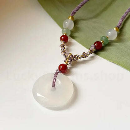 White Jade Safety Buckle Pendant Necklace-LuckyCharms.Shop