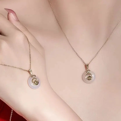 中国の十二支 999 シルバーメッキ ゴールド カルセドニー ピースバックル ペンダントネックレス | 十二支ギフト