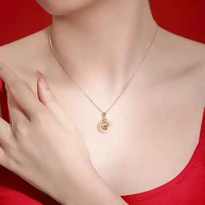 中国の十二支 999 シルバーメッキ ゴールド カルセドニー ピースバックル ペンダントネックレス | 十二支ギフト