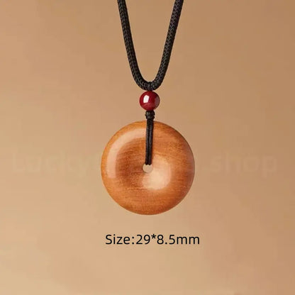 Peach Wood Peace Buckle Pendant Blessing Necklace -LuckyCharms.Shop