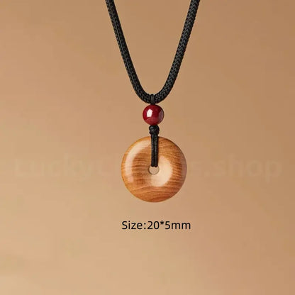 Peach Wood Peace Buckle Pendant Blessing Necklace -LuckyCharms.Shop