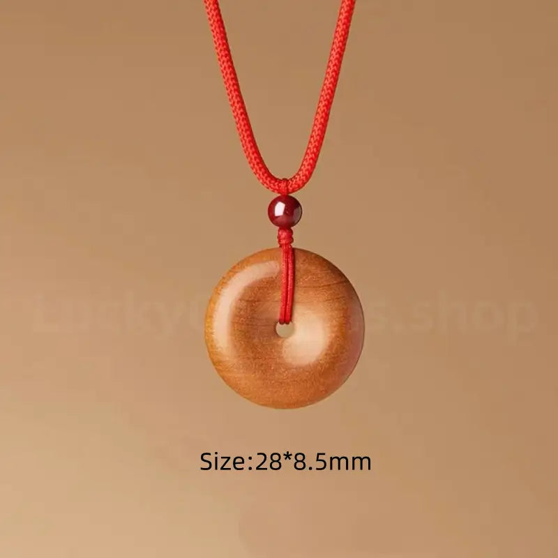 Peach Wood Peace Buckle Pendant Blessing Necklace -LuckyCharms.Shop