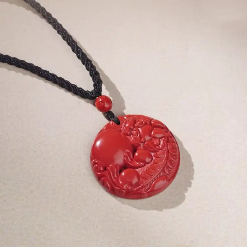 Potala Palace Blessed Cinnabar Pixiu Pendant Necklace | Adjustable Black Braided Cord-LuckyCharms.Shop