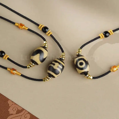 Potala Palace Enpowered Three-Eye Dzi Bead Agate Success Pendant Necklace-LuckyCharms.Shop