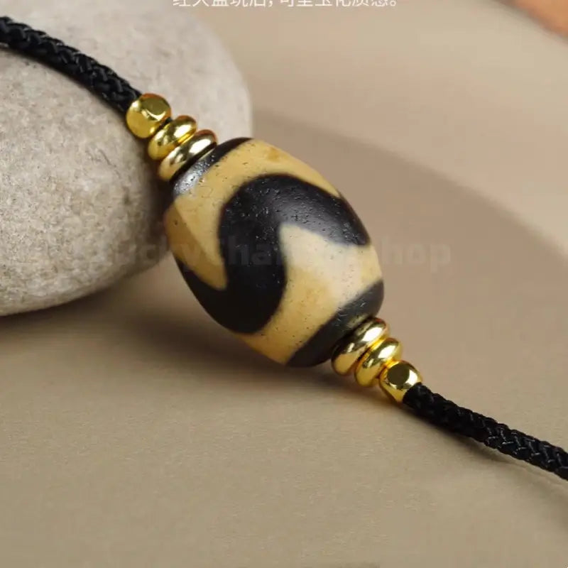 Potala Palace Enpowered Three-Eye Dzi Bead Agate Success Pendant Necklace-LuckyCharms.Shop