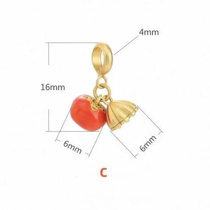 Gold-plated Red Agate Persimmon Fortune-Turning Luck Pendant-LuckyCharms.Shop