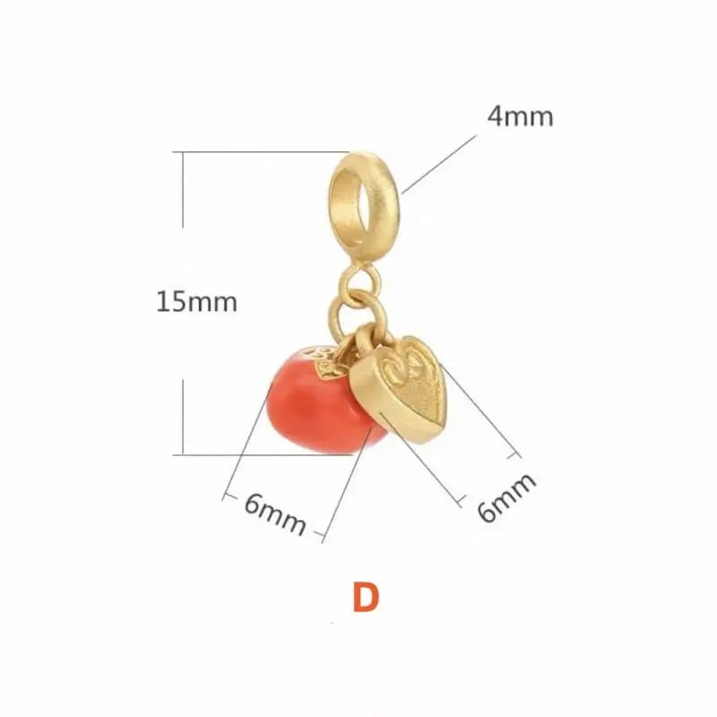 Gold-plated Red Agate Persimmon Fortune-Turning Luck Pendant-LuckyCharms.Shop