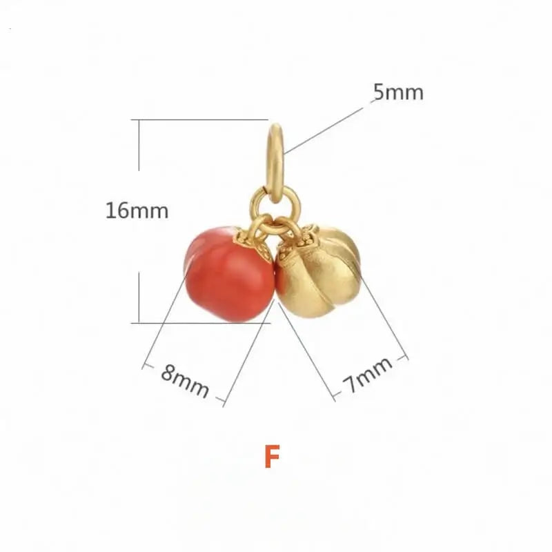 Gold-plated Red Agate Persimmon Fortune-Turning Luck Pendant-LuckyCharms.Shop