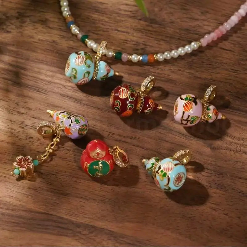 Chinese Style Enamel Gourd Universal Buckle Pendant for Luck Wealth Success-LuckyCharms.Shop