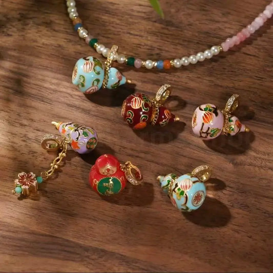 Chinese Style Enamel Gourd Universal Buckle Pendant for Luck Wealth Success-LuckyCharms.Shop