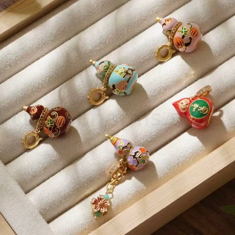 Chinese Style Enamel Gourd Universal Buckle Pendant for Luck Wealth Success-LuckyCharms.Shop