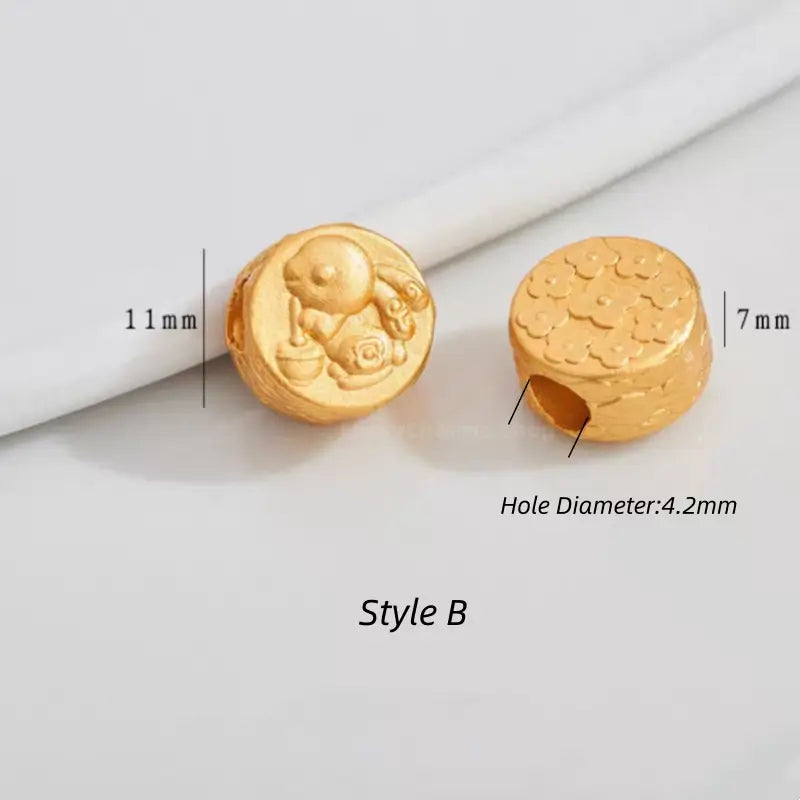 Gold Plated Hollow Four-leaf Clover Pentagram Plum Blossom Persimmon Beads, DIY Loose Beads-LuckyCharms.Shop