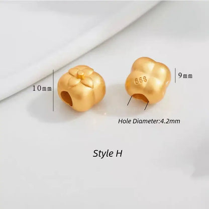 Gold Plated Hollow Four-leaf Clover Pentagram Plum Blossom Persimmon Beads, DIY Loose Beads-LuckyCharms.Shop