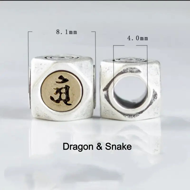 S925 Silver Inlaid Copper Small Beads | Zodiac Guardian Buddha Sanskrit Seed Syllable, DIY Accessories-LuckyCharms.Shop