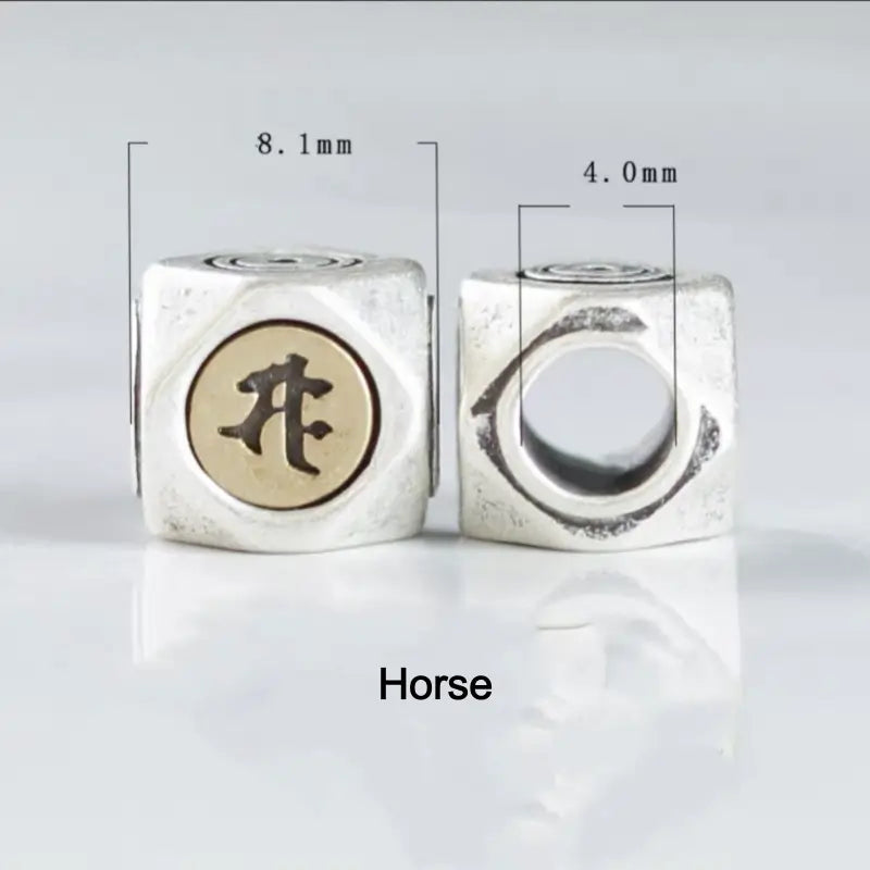 S925 Silver Inlaid Copper Small Beads | Zodiac Guardian Buddha Sanskrit Seed Syllable, DIY Accessories-LuckyCharms.Shop